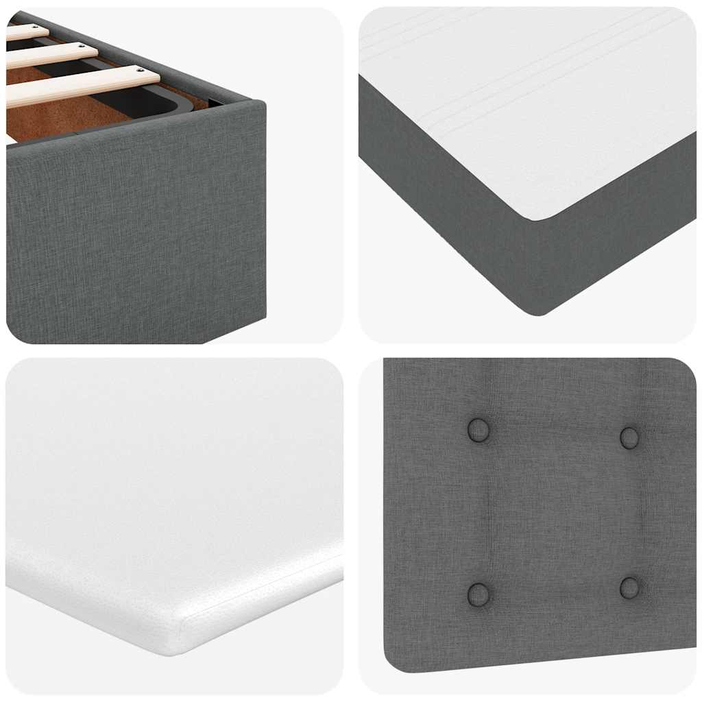 Ottoman Bed with Mattress Dark Grey 200x200 Cm Fabric