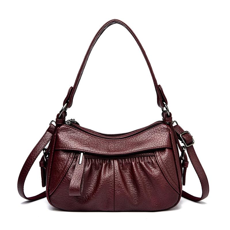 Crossbody Bag - Stylish and Simple, Suitable for Middle-aged Mothers. Soft Leather, Casual Style, Single Shoulder Bag.