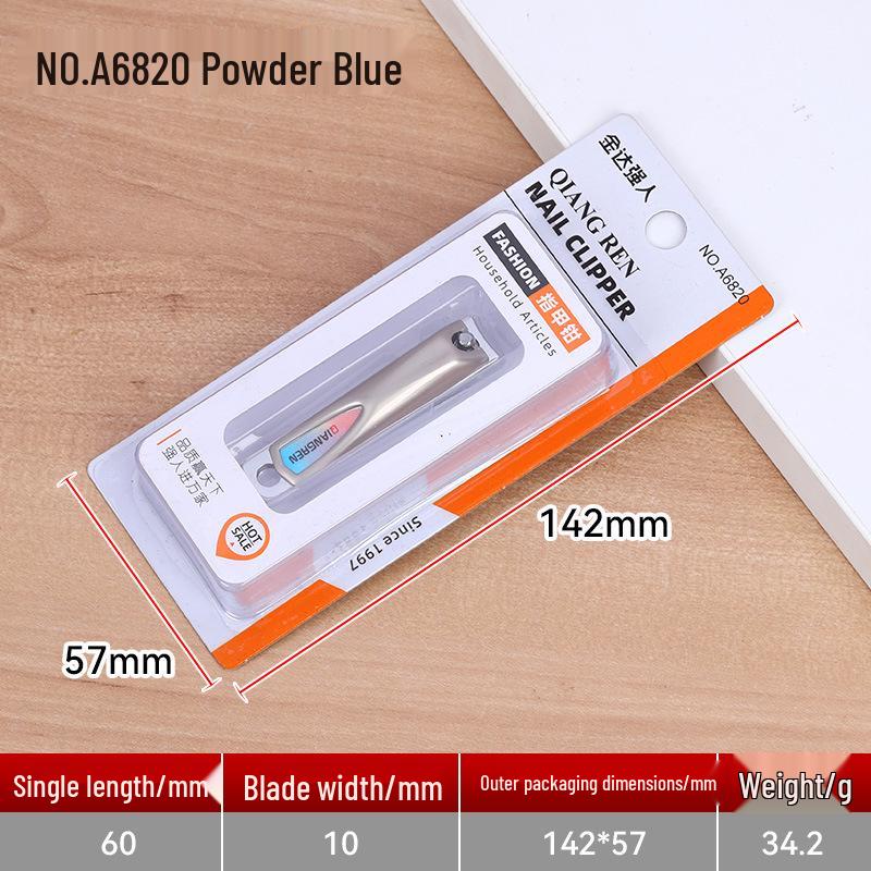 Qiangren 6820 Portable Flat-Edge Nail Clippers with Angled Tip File, Individually Packaged.