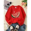 A Trendy Crewneck Sweatshirt Featuring Watermelon Love Hearts, Perfect for Summer Sweetness