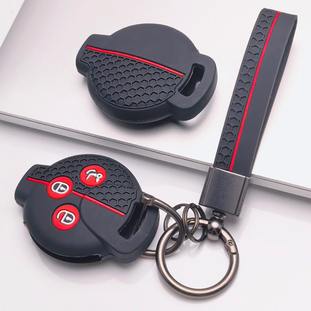 Silicone Remote Key Cover for Smart Fortwo Forfour Roadster City Coupe City Cabrio with Keychain Honeycomb Texture Shockproof Key Fob Protector