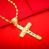 Vintage Gold Sand Cross Pendant Necklace for Men & Women - Copper Imitation Gold, Perfect for Couples, New Trendy Accessory