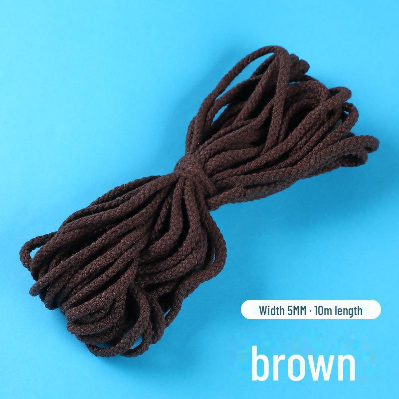 5mm Thick Colored Cotton Rope - 10 Meters Hand-Woven Eight-Strand for DIY, Drawstring Bags, and Hat Ropes