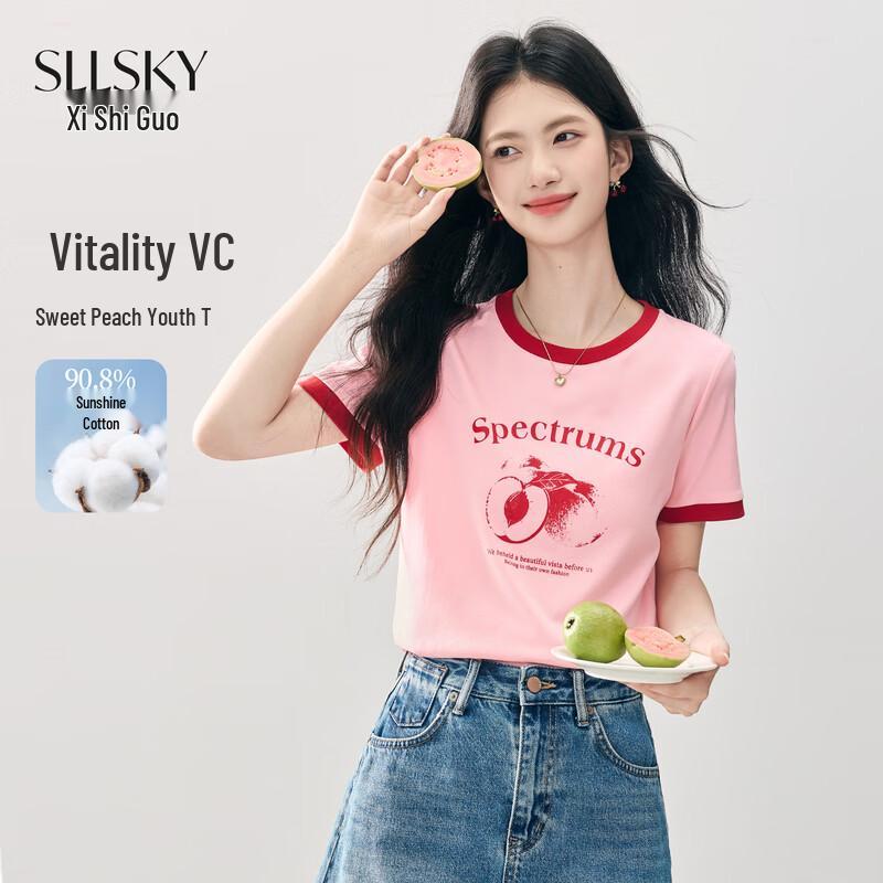 SLLSKY Women s Retro Print Short Sleeve T-Shirt S