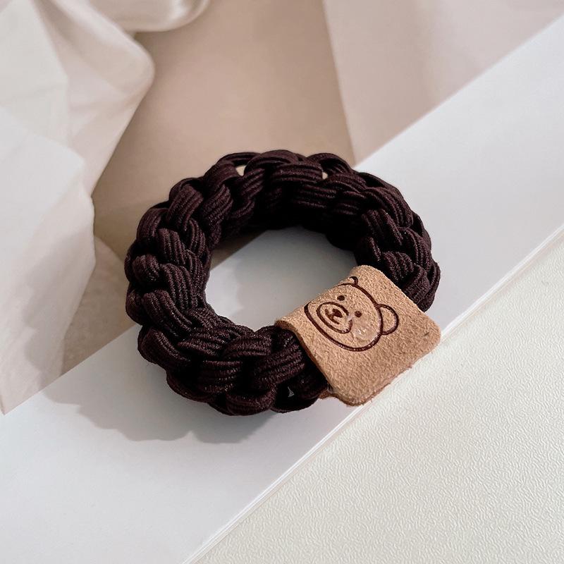 Korean Style Bear Elastic Thick Rubber Hair Tie for High Ponytails