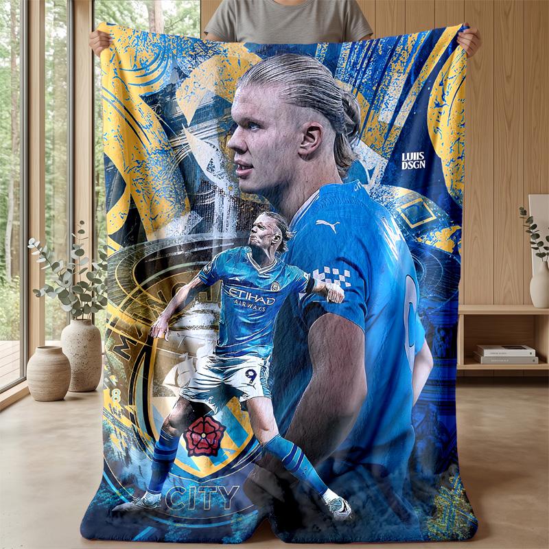Erling Haaland Theme Blanket Soft Flannel Blanket Plush Throw Blanket Cozy Sofa Bed Blanket for Home Decor