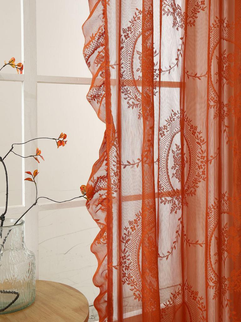 French Pastoral Semi-Shade Lace Gauze Curtain for Bedroom, Living Room, Bay, and Balcony Windows