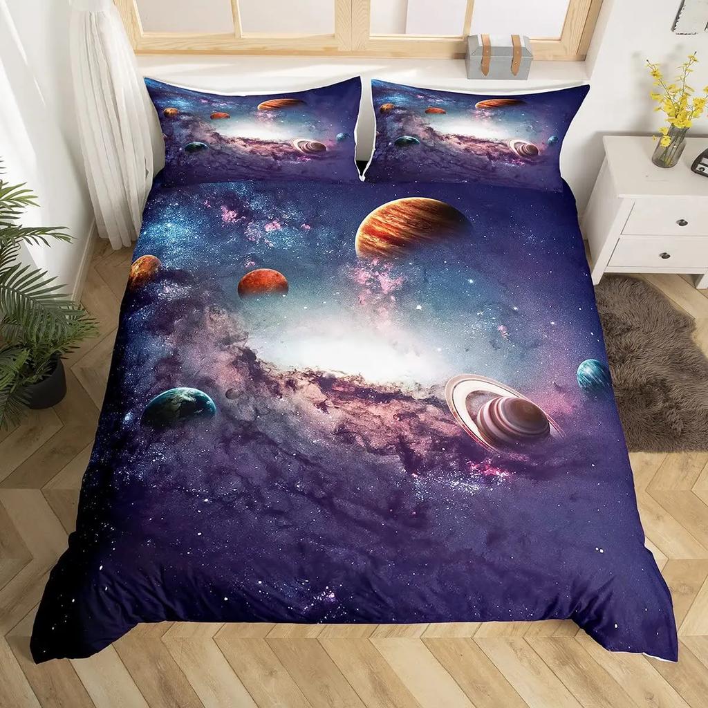Comforter Galaxy 3D Printed Space Themed Bedding Set Kid Boy Galaxy Series Universe Pattern Polyester For Girl