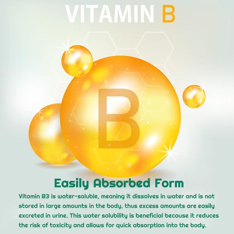 XEMENRY Niacinamide Vitamin B3, 1000 Mg Per Serving, Beneficial for Heart Health, Brain Function, and Revitalizing Skin.
