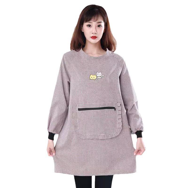 Stylish Cotton Long-Sleeve Coveralls - Autumn/Winter Kitchen & Home Cooking Apron for Adults