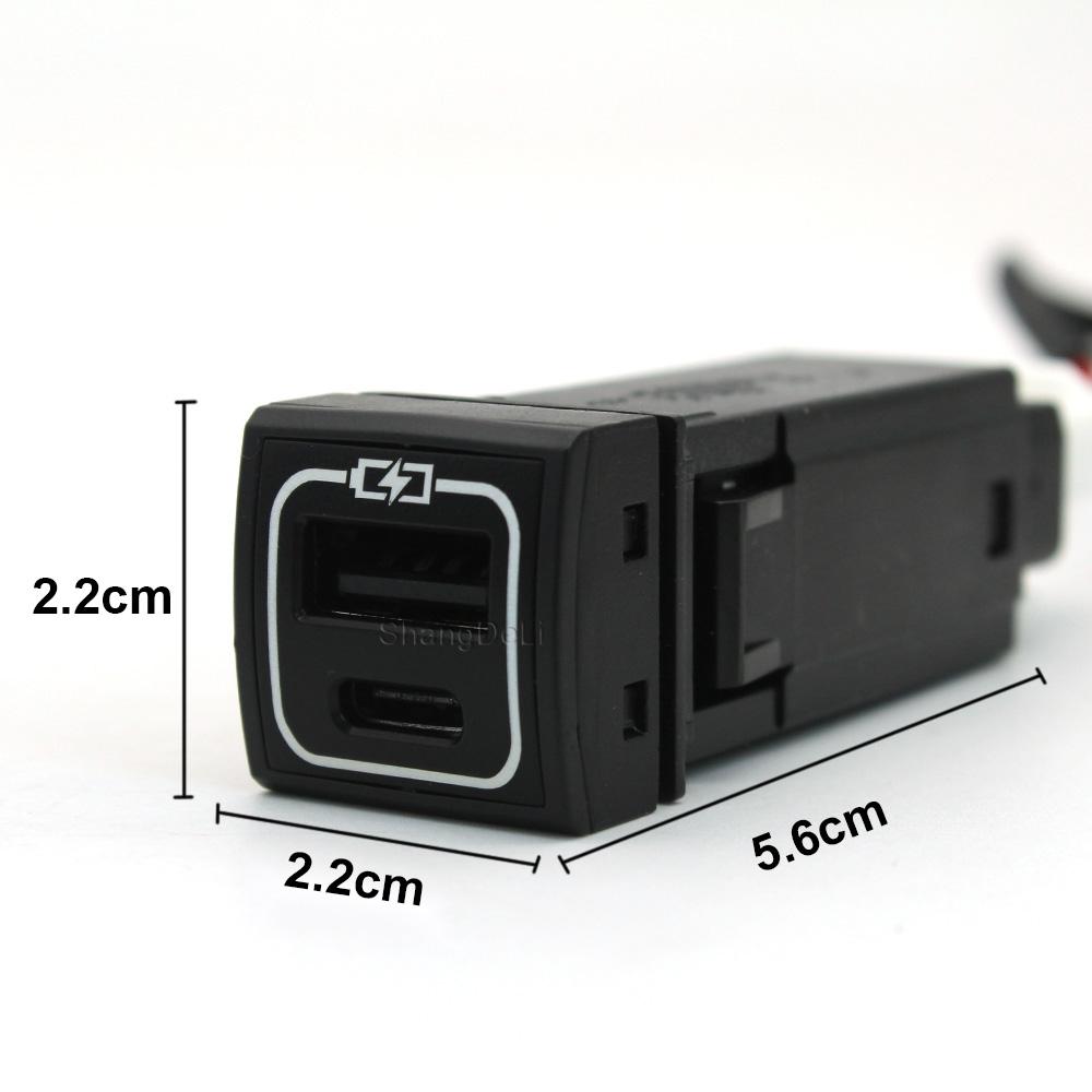 12V Dual USB Ports QC3.0 Mobile Phone Car Quick Charger For Toyota Highlander Land Cruiser Prado 150 Rav4 Camry Corolla 18-22