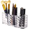 Transparent Makeup Brush Storage Bucket Acrylic Triple Grid Acrylic Cosmetic Organizer Multifunction Pen Stand Desk Pen Holder