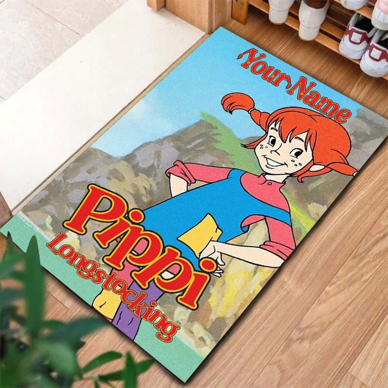 Pippi Longstocking Custom Name Carpet Rug for Living Room Bedroom Home Sofa Decoration,Kids play Non-slip Floor Mat