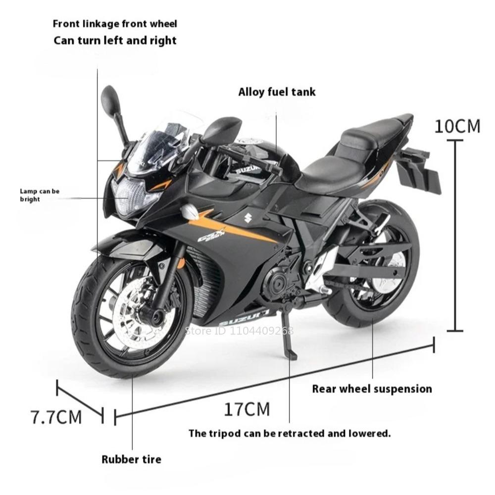 Scale 1:12 Suzuki Hayabusa GSX250R Motorcycle Model Toy Car Alloy Body Rubber Tires Music Light Motor Models Collectible Item