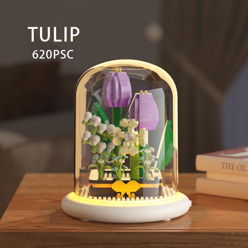 Building Block Flower Micro Particle Assembly for CHILDREN'S Building Block Toys Roses Tulips Tabletop Decorations Gifts