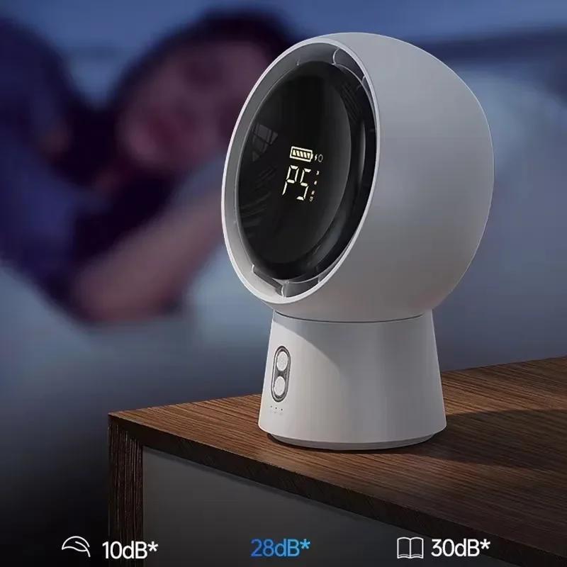 5000mAh Bladeless Wireless Table Fan Rechargeable Portable Fan 5 Wind Speeds Mini Desktop Fans For Bedroom Home Office Camping