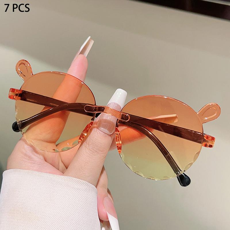 1/7 Pcs Rimless Children Sunglasses Fashion Gradient Multi-color Decor Shades Kids New Trendy Cute Stylish Design Sun Glasses