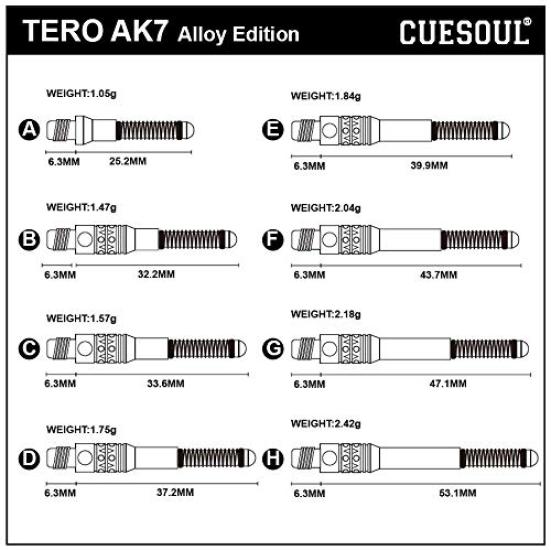 Cuesoul TERO System AK7 Retractable Aluminum Dart Set of 3 Built-in Shafts, - C33.6mm (CS-AK7L-4C35)