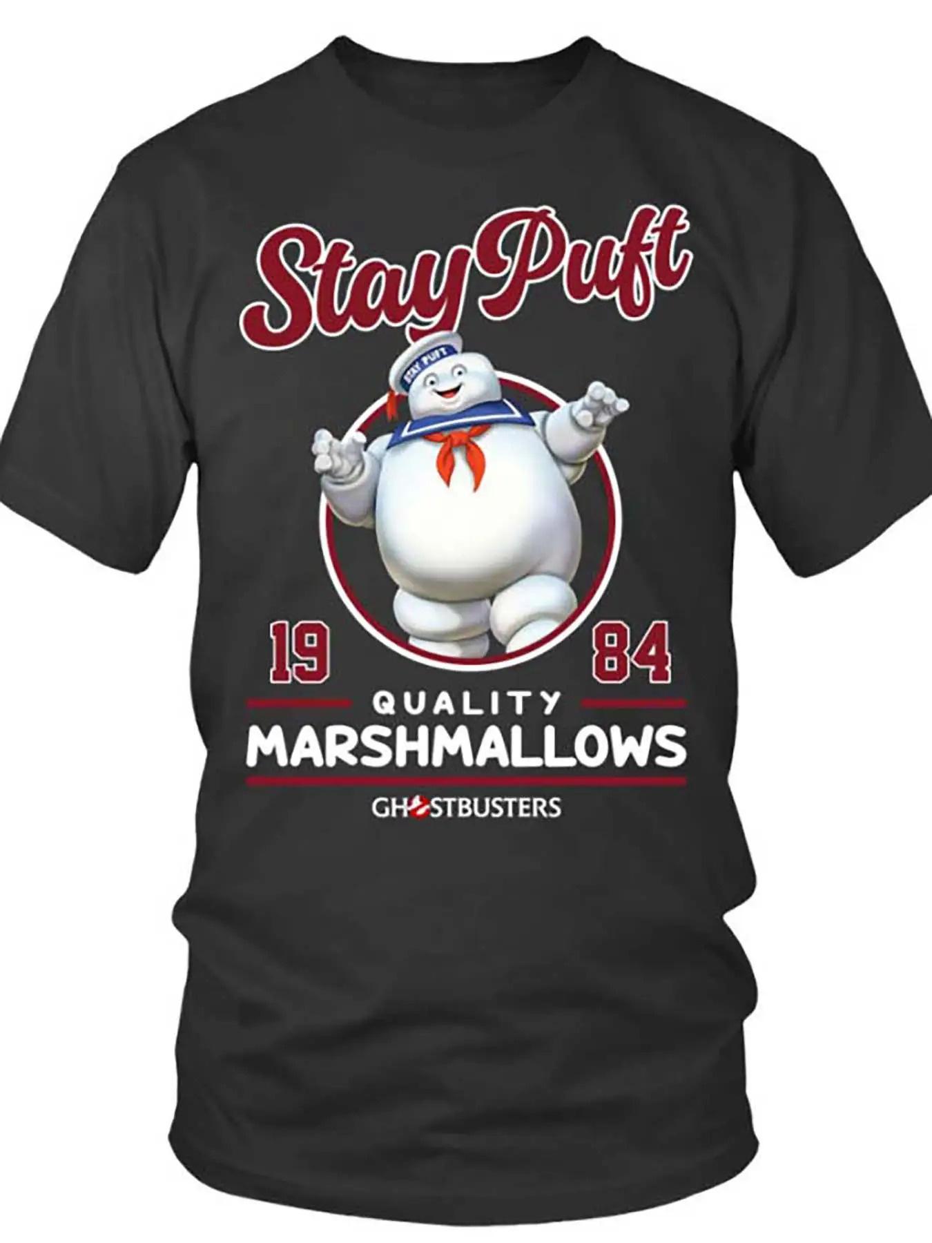 

Men S Ghostbusters Stay Puft Marshmallow Vintage 1984 Graphic T-Shirt Black Soft Premium Fabric Classic Fit Short Sleeve Tee S разноцветный