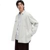 Taipingniao Men's Shirt, Casual Autumn Style, Large Pockets, Workwear, Subtle Texture Shirt for Men, White, 2XL