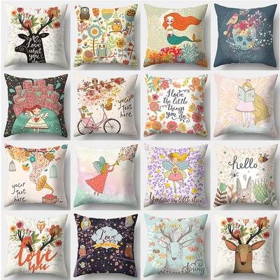 Creative Deer Pillowcase 45cmX45cm Square Sofa Pillow Cover Love Cushion