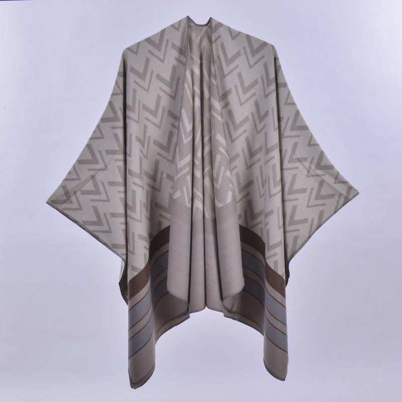 

Двусторонний женский плащ-шаль простой четырехсезонный шарф-шаль из искусственного кашемира для тепла в помещении с кондиционером и на улице 130x150cm