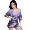 Japanese kimono purple explosion cosplay cos service flirting seduction erotic underwear pure lust sexy two-dimensional
