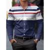Herren Business Casual Hemd-Knopfleiste Langarm Formell & Alltags Bürohemd Horizontale Streifen - Saisonale Mode