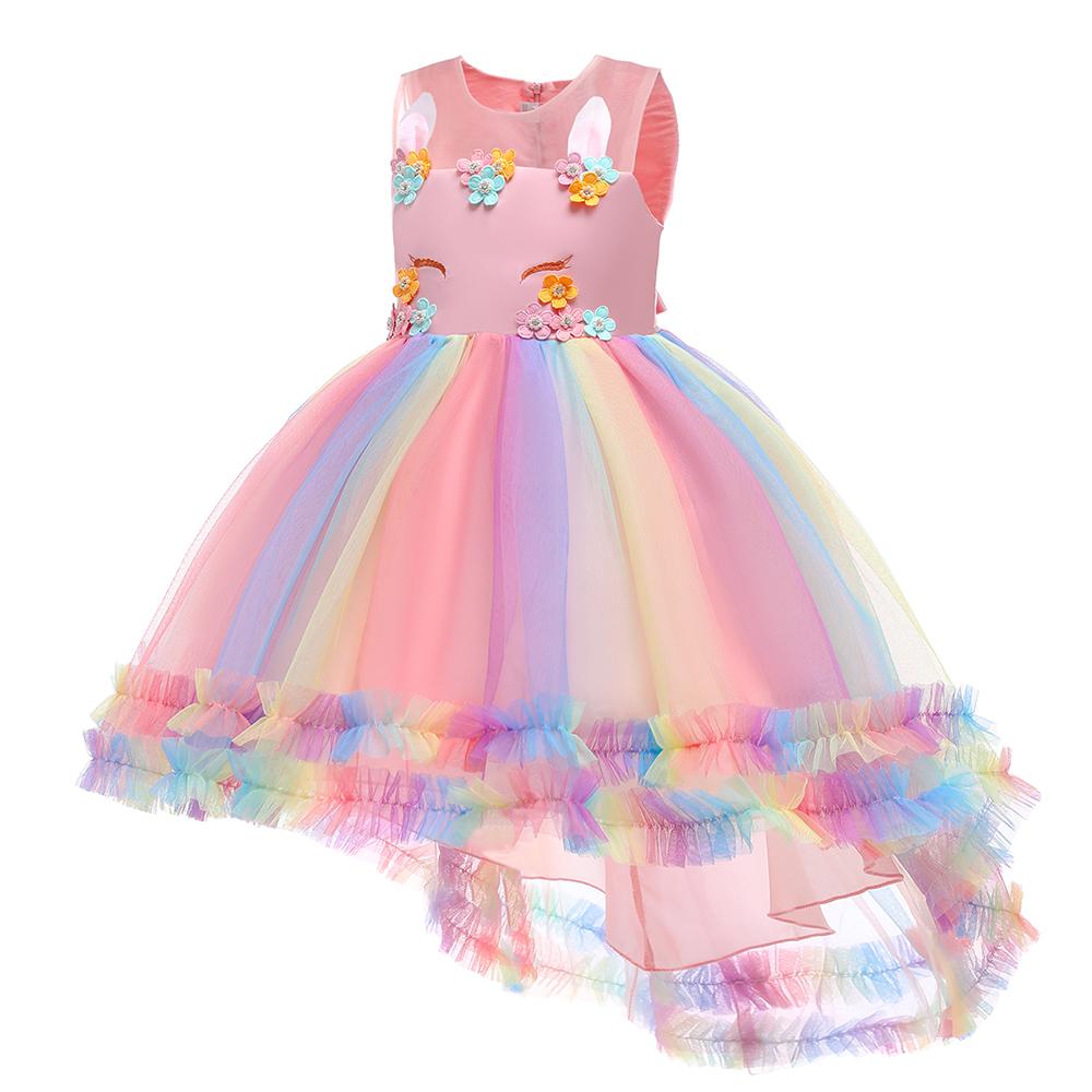 Vara Curcubeu Unicorn Rochie De Petrecere Copii Pentru Fete Haine Dantela Aniversare Nunta Rochii Printesa Costum Copii Rochie