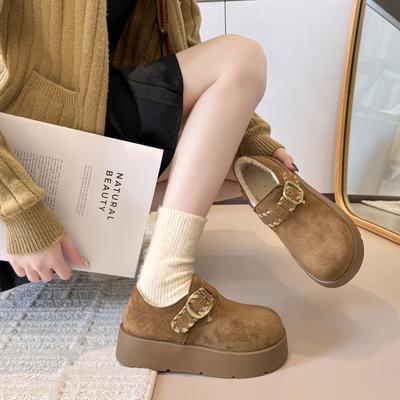 Cowhide Version Thick-soled Heightening All-inclusive Birkenstocks Women's New Autumn One-pedal Shoes Single Shoes