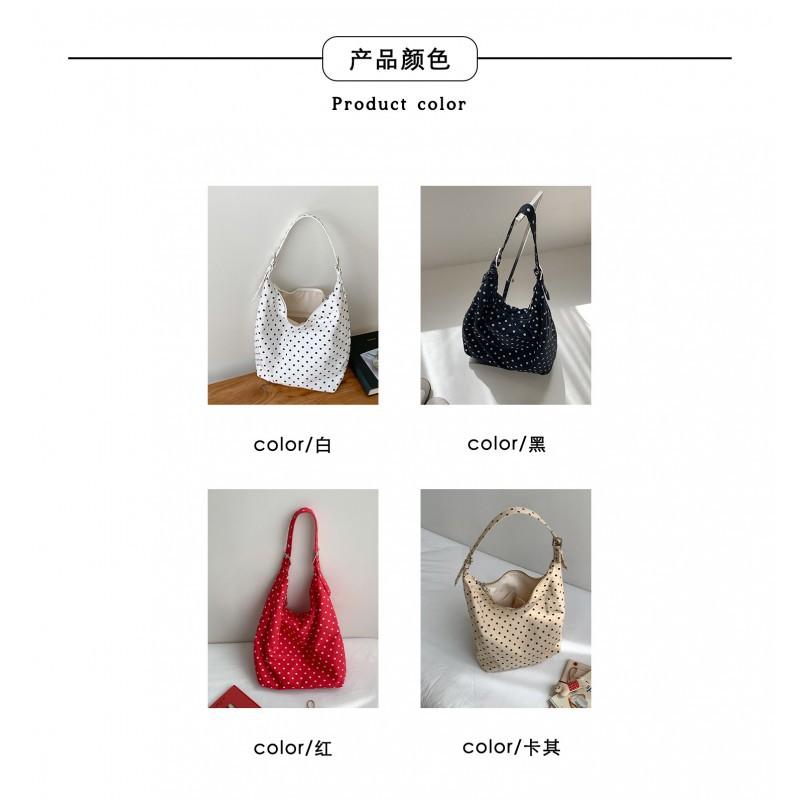 Korean 2025 New Wave Dot Commuter Bag Tote Large Capacity Girl's Artistic Style One Shoulder Underarm