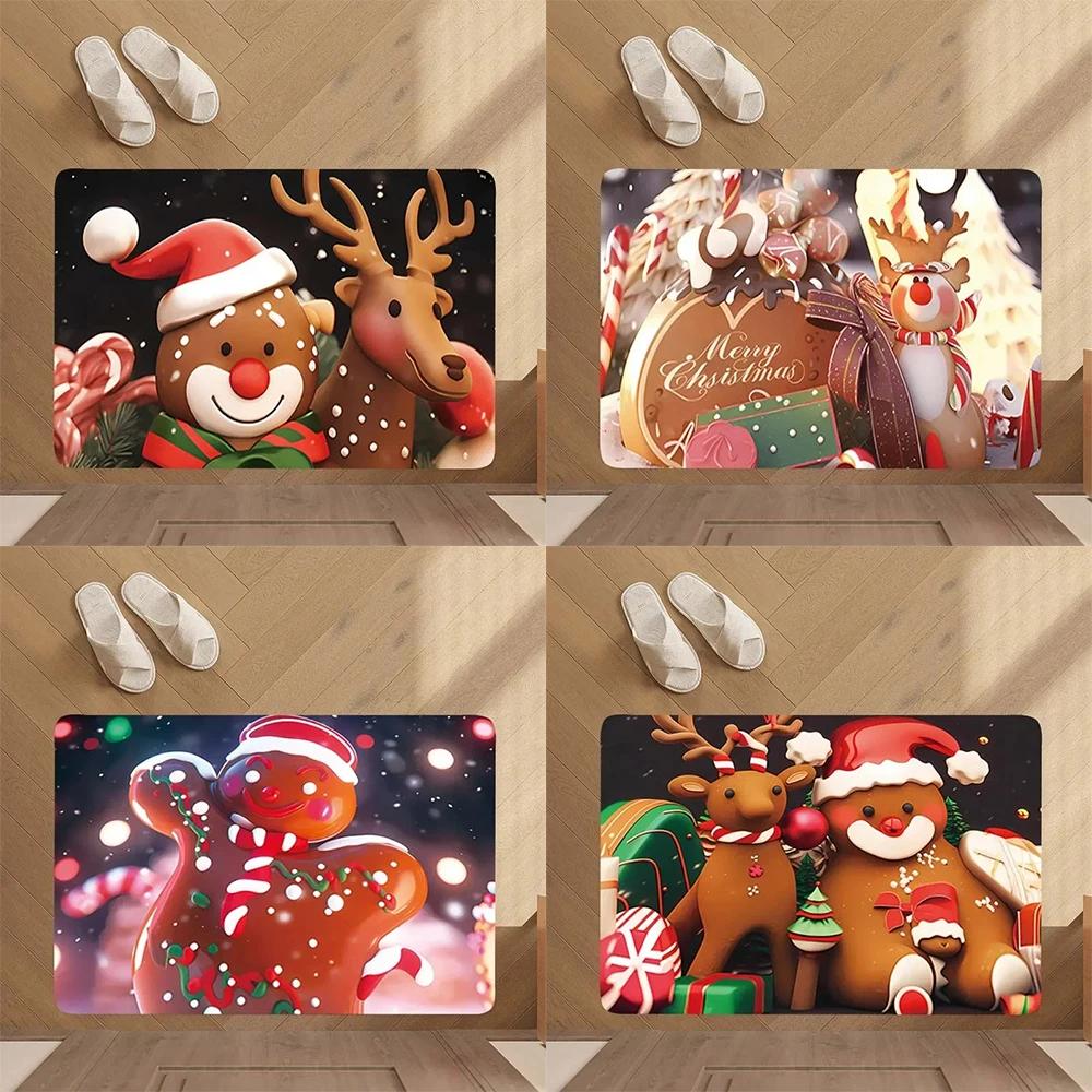 Weihnachten Cartoon Dekorative Diatomeenerde Teppich Eingang Badezimmer Küche Fußmatte Waschbar Schmutzabweisend Rutschfest Saugfähiger Teppich