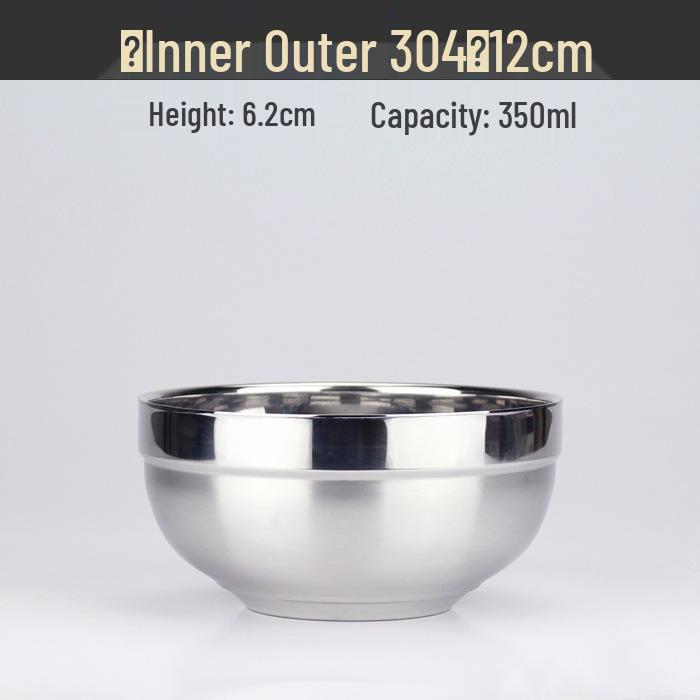 Large Double-Layer Insulated Stainless Steel Bowl with Lid - Anti-Scald, Anti-Drop, for Children and Adults, Ideal for Rice and Soup.