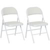 Folding Chairs, Set of 2, Backrest, Steel Frame, 45 X 46 X 78 Cm, White
