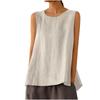 Canotta Estiva da Donna Oversize Monocolore Retro Casual in Lino Monocolore Senza Maniche Girocollo Morbida e Traspirante