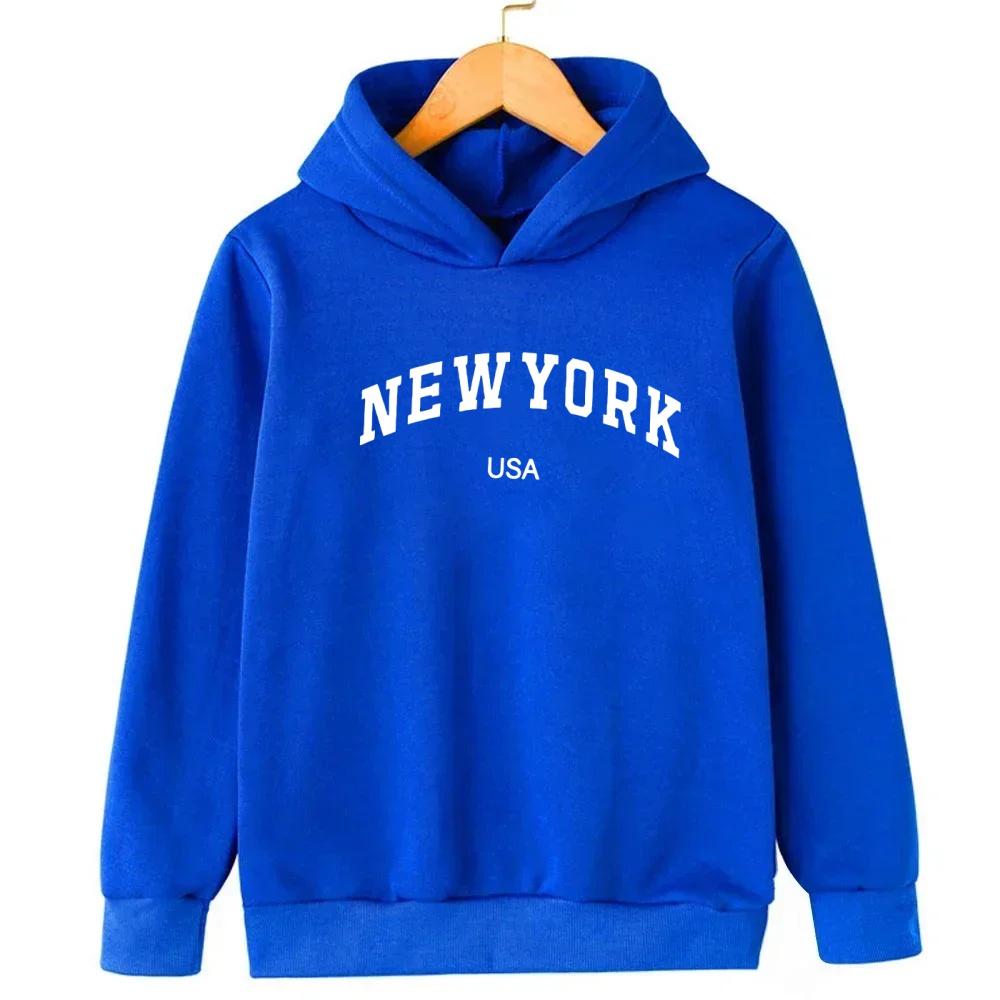 New York Jungen und Mädchen Hoodies Herbst/Winter Hoodies Langarm Klassische Lässige Minimalistische Jacken Kinder Buchstaben Hoodies