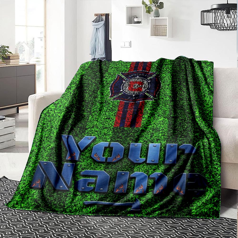 Name Custom Chicago Fire Print Flannel Blanket High Quality Warm Comfortable Cover for All Seasons Perfect for Gifts Home Decor
