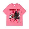 275 GSM Washed T-shirts 100% Cotton Chainsaw Man V47 Denji Print Unisex Heavy Cotton T Shirt