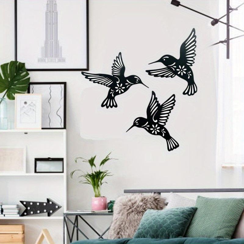 3D Metal Hummingbird Wall Art Decoration Hollow Out Iron Bird Sculpture Wall Hanging Figurines Ornament Home Yard Lawn Decor