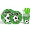 Ensemble de vaisselle sur le thème du football de la Coupe du Monde, fournitures de décoration pour fête d'anniversaire, assiettes en carton jetables, gobelets en carton, serviettes en papier, nappes
