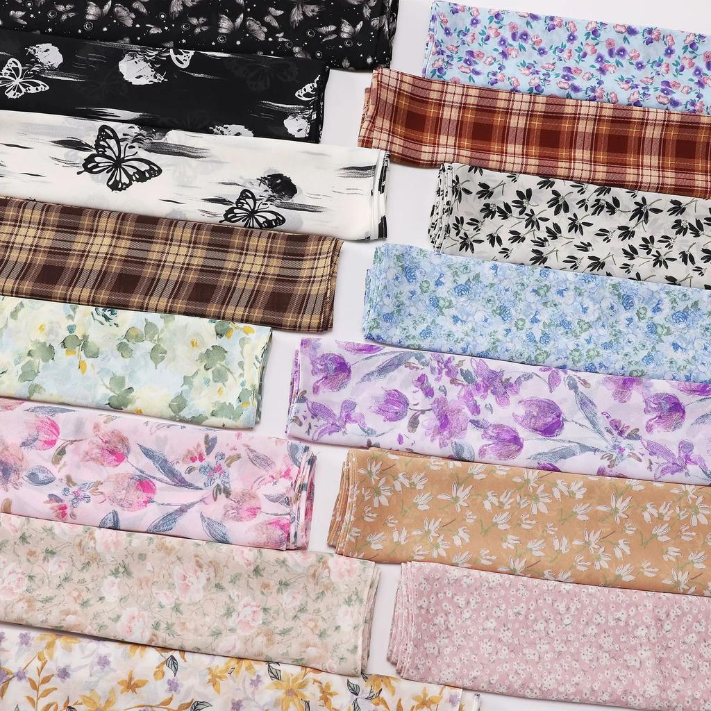 New Print Floral Chiffon Hiajb Printed Hijab Scarf Headscarf Veil Oil Painting Style Muslim Fashion Hijabs for Women Turban