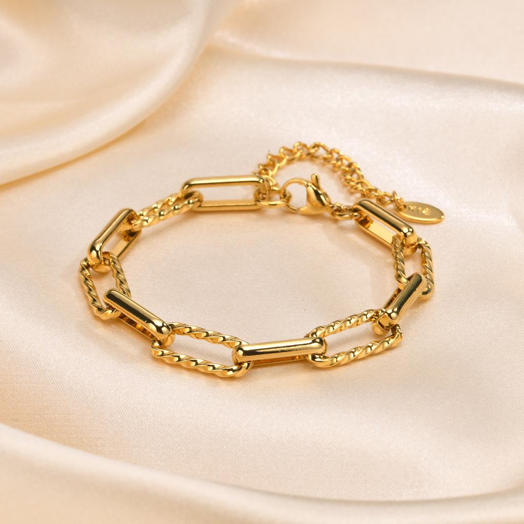 Chunky Link Paperclip Necklace, 18k Gold Plated Stainless Steel, Paper Clip Chain Choker For Women Gift