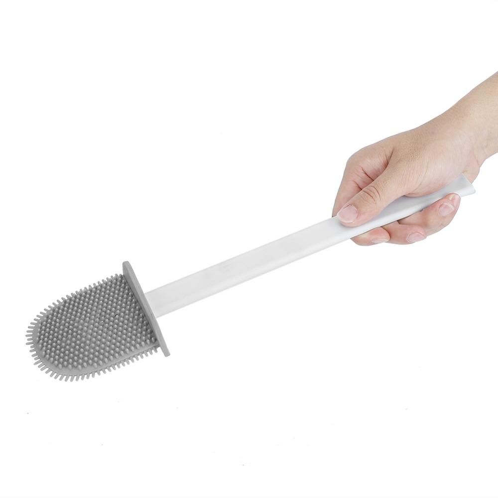 2pcs Drill-Free Mounting Toilet Bowl Brush Silicone Bristles Toilet Brush Holder Set  Campers