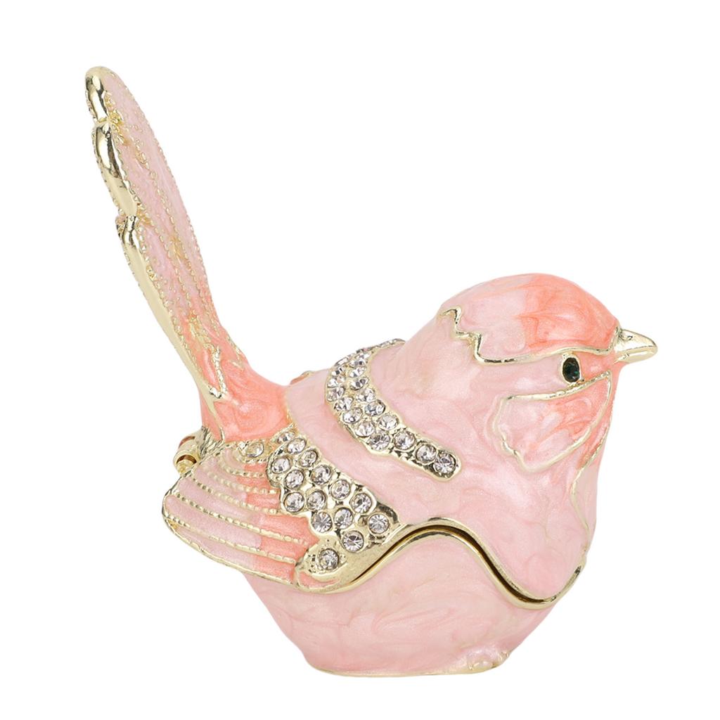 Bird Trinket Box Hinged with S Metal Enamel Jewelry Box Necklace Ear S Storage Birds Figurines Home Decor
