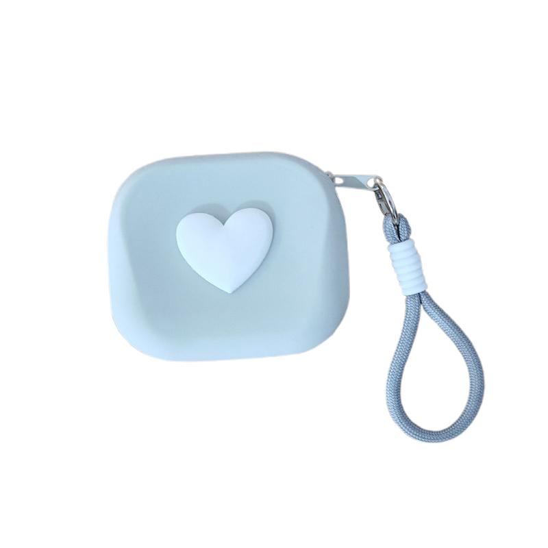 Love Heart Storage Bag Silicone Coin Purse Wallet With Weaving Lanyard Portable Data Cable Earphone Organizer Key Pouch