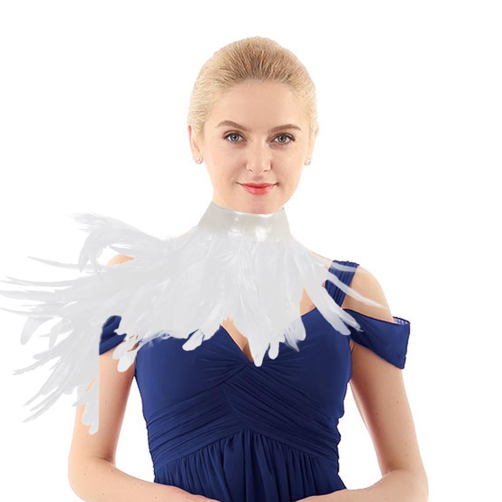 Handmade Feather Shrug Gothic Victorian Natural Feather Cape Shawl Shoulder Wrap Choker Collar for Halloween Costume Party