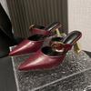 Slippers thin heel sandals pointed head sexy high heel 2025 women's French Mueller temperament spring and summer bag head new half slippers