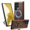 Applicable To S26Ultra High-grade Leather Magnetic Bracket Mobile Phone Case S25 Business Leather Case S24 All-inclusive Anti-drop Case 23