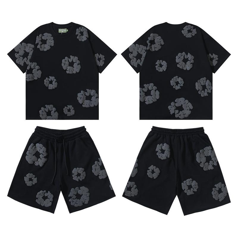 3D Foam-printed Short-sleeved Set, American-style Casual Sportswear for Couples