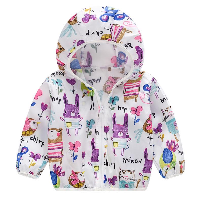 Cool Fashionable Lovely Hooded Jackets Printed Jackets Children's Animal Printed Sunscreen